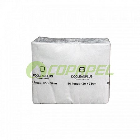 Pano Não tecido branco DC Clean Plus 80g/m² 30cm x 38cm pacote c/ 50 un Ref. 203646