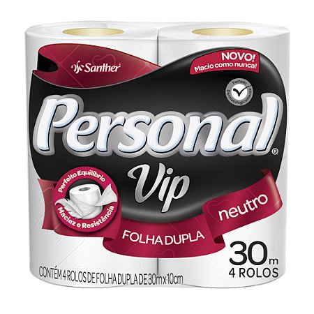 Papel Higiênico Folha Dupla Rolinho 64x 30m Personal Vip PVN44