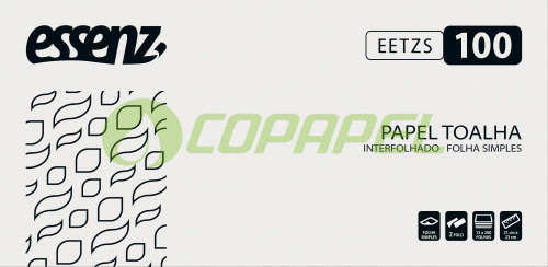 Papel Toalha Folha Simples Interfolha 3 Dobras Caixa 12x200f 2400 folhas 22,5x21cm Essenz TZS100