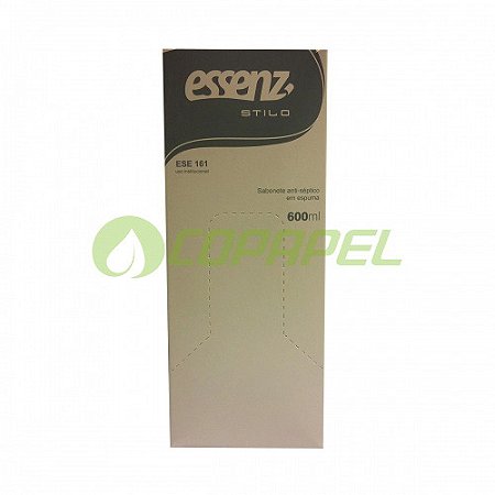 Refil Sabonete Antisséptico Espuma p/ mãos s/ fragrância Bag 600ml Essenz ESE161