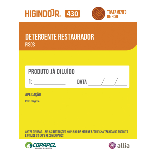 Adesivo Higindoor 430 p/ produto diluído 10cm x 08cm