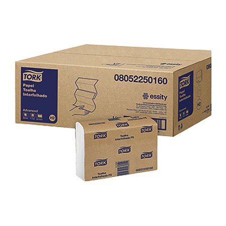 Papel Toalha Folha Simples Interfolha 3 Dobras Caixa 16x250f 4000 folhas 18x24cm Tork Slim 2250160