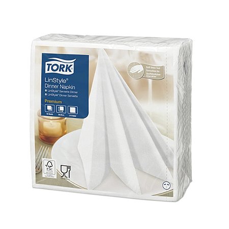 Guardanapo branco 39cm x 39cm pacote c/ 50 folhas Tork Linstyle Din Napk 814538