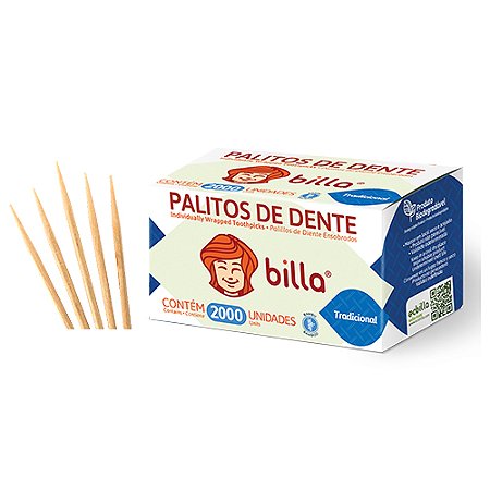 Palito de dente Bambu tradicional 6,5cm cx c/2000 un Billa