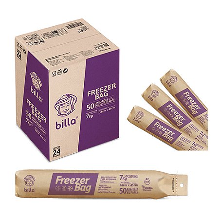 Saco Plástico p/ proteção de alimentos Freezer-Bag 7kg 34x45cm rolo c/ 50 un Billa
