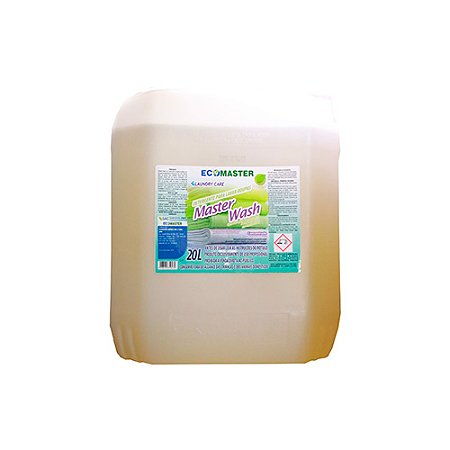 Lavanderia Ecomaster Wash Detergente Rico em Agentes Umectantes e Branqueador Óptico p/ remoção Sujidades Difíceis 20L