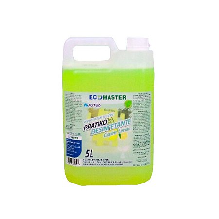 Limpeza Geral Ecomaster Pratiko Capim Limão Desinfetante p/ Desinfecção, Limpeza e Odorização de Superfícies Lavaveis 5L