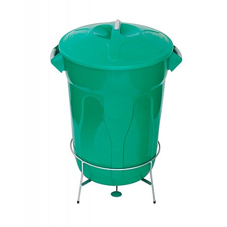 Lixeira Plástica 100L Redonda Verde c/ Pedal em Aço Carbono  83cm x 61cm x 65cm JSN ref.E8GVD