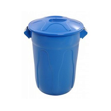 Lixeira Plástica 100L Redonda Azul c/ Tampa Sobreposta 73cm x 59cm x 51,5cm JSN ref. CR100A