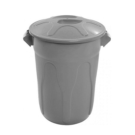 Lixeira Plástica 60L Redonda Cinza c/ Tampa Sobreposta 61,5cm x 51cm x 43,5cm JSN ref. CR60C