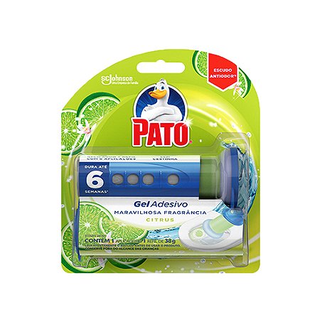 Odorização Aparelho + 1 Refil p/ 6 aplicações Gel Adesivo p/ vaso sanitário Pato Citrus