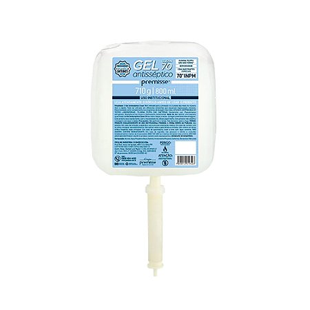 Refil álcool gel 70% p/ mãos s/ fragrância 800ml Premisse - Gel Clean