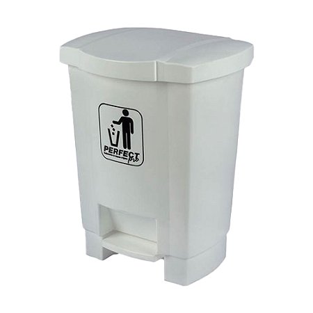 Lixeira 17L c/ pedal e Tampa Articulada Branca 44cmx40cmx60cm Perfect ref. 972239