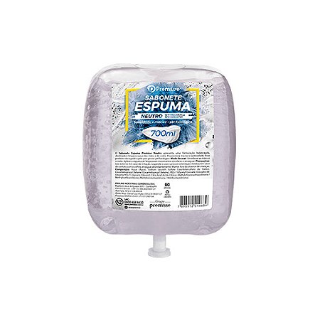 Refil Sabonete Espuma p/ mãos e corpo s/ fragrância 700ml Premisse