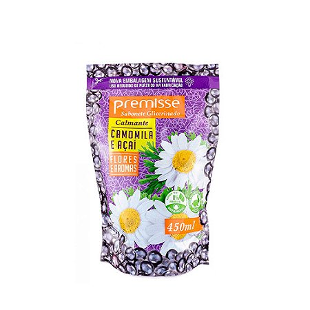 Refil Sabonete Líquido p/ corpo e mãos Camomila e Açaí  ECO 450ml Premisse
