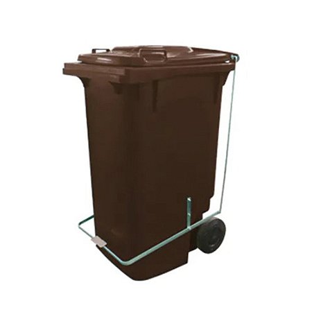 Contentor 240L Marrom c/ rodas c/ pedal modelo europeu 105cm x 59cm x 74cm Bralimpia ref. CP24MRP