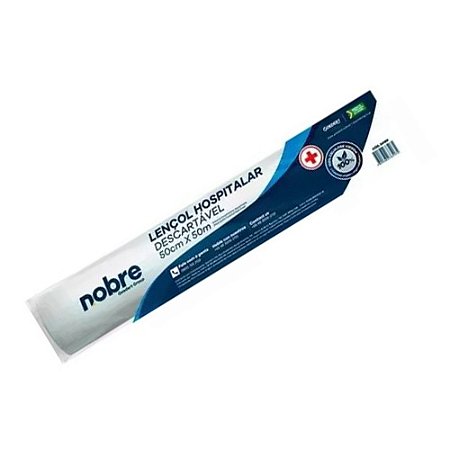 Lençol hospitalar folha simples s/ picote branco 50cm x 5000cm caixa c/ 6 rolos Nobre