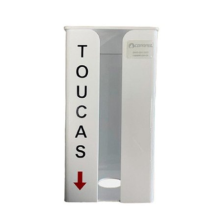 Dispenser para toucas em acrilico branco leitoso 22x12x12cm c/ letras em adesivo plotado Acrilville ref. 0061