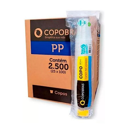 Copo de plástico PP Cores Diversos p/ água 180ml pacote c/ 100 un Copobrás