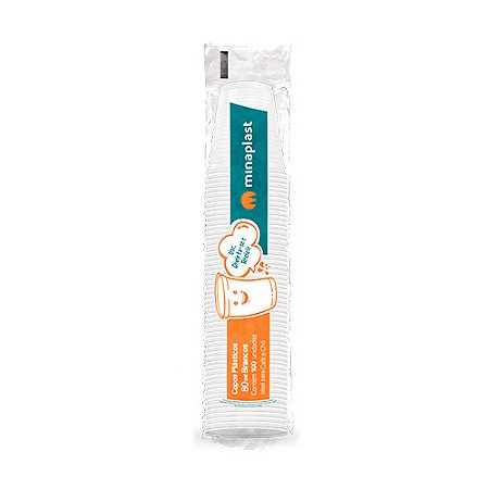 Copo de plástico PS transparente p/café 80ml pacote c/100 un Minaplast