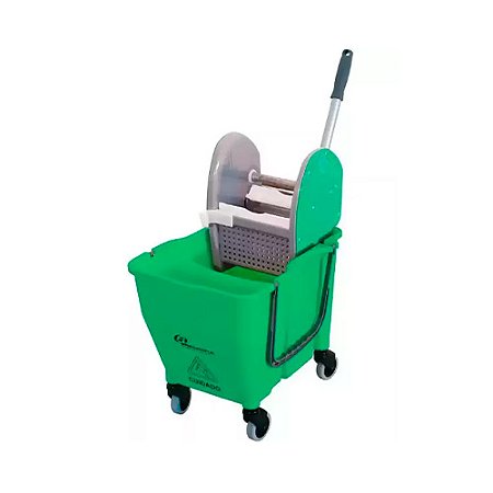 Balde c/ divisória, 1 dreno, espremedor Doblô, rodízios 3", Verde 30L Bralimpia ref. NY110P