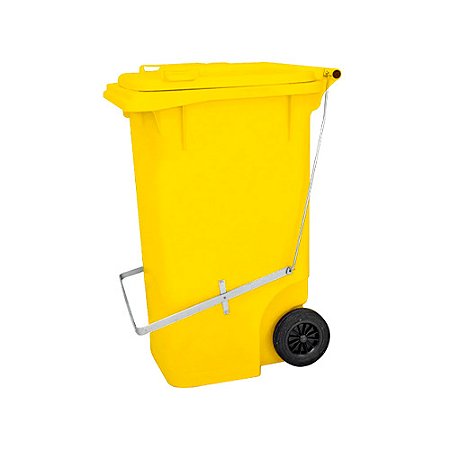 Contentor 120L Amarelo c/ rodas e c/ pedal 92cm x 48cm x 56cm Bralimpia ref. CP12SAMP