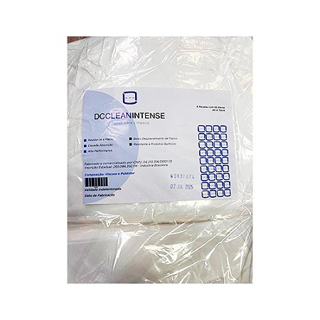 Pano Não tecido branco DC Clean Intense 50g/m² 60cm x 70cm pacote c/ 50 un Ref. 143836