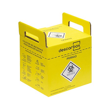 Coletor 13L de papelão p/ resíduos perfurocortantes Premium Descarbox ref. 409