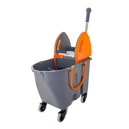 Balde Cinza 30L c/ divisória, 1 dreno, espremedor Laranja Doblô, rodízios 3", Copapel ref. 2203076025