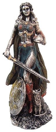 Estátua Deusa Freya em Resina 25,5cm – Amor, Magia e Força Nórdica