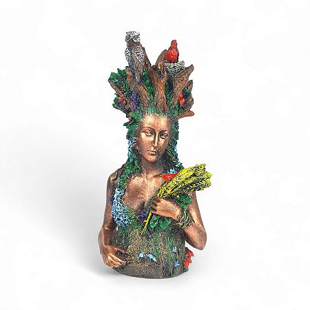 Busto Deusa Gaia Mãe Terra em Resina 22cm – Força e Conexão com a Natureza