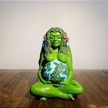 Estátua Deusa Gaia Mãe Terra em Resina 16cm – Coleção Bruxaria Verde