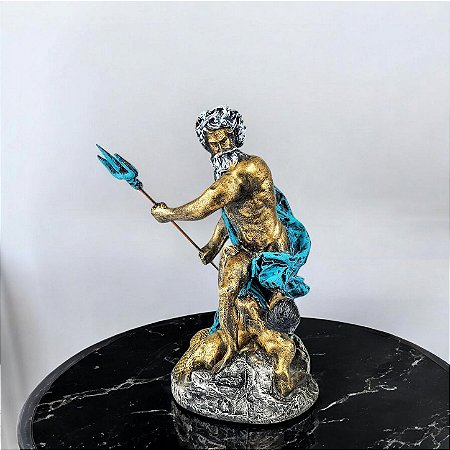 Estátua Deus Poseidon em Resina 25cm – Grande Senhor dos Mares