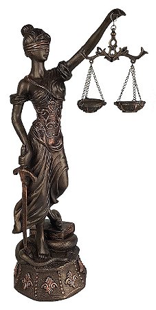 Estátua Deusa Têmis da Justiça em Resina 45,5cm – Acabamento Bronze Rústico