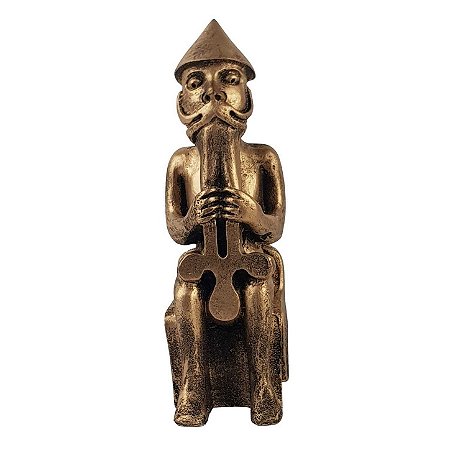 Estátua Deus Thor em Resina 18cm – Minimalista Dourada Liso de Luxo