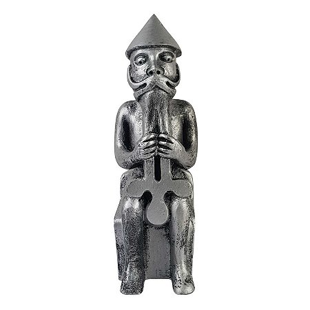 Estátua Deus Thor em Resina 18cm – Minimalista Prata Liso