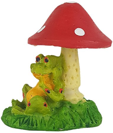 Estatueta Sapo no Cogumelo em Resina – Amuleto Elemental e Magia das Fadas