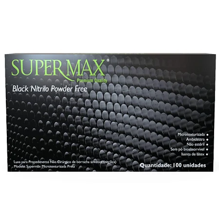 Luvas de Nitrilo Black Tamanho G Supermax
