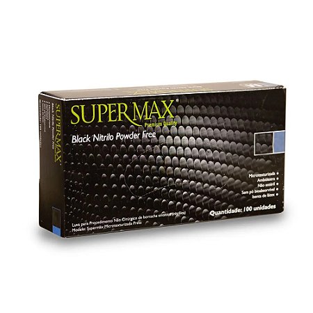 Luva Black Nitrilo Powder Free M SuperMax 100Unds