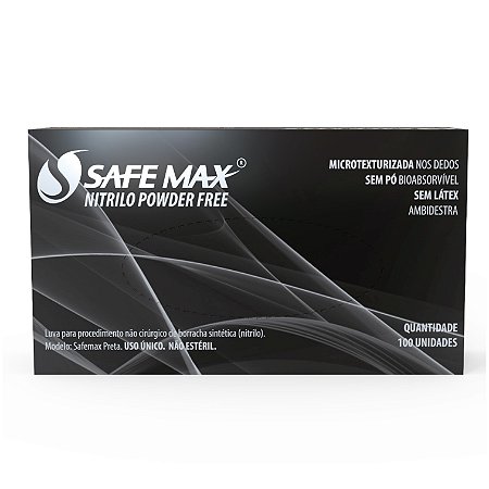 Luva de Nitrilo Black Tamanho P Safemax
