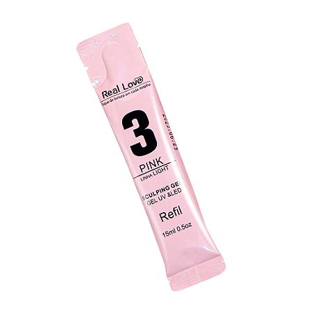 Refil Gel Real Love Pink 3 - Linha Light 15ml