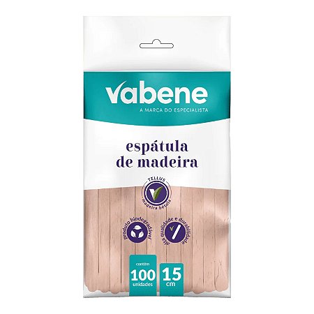 Espátula de madeira 100un 15cm Vabene