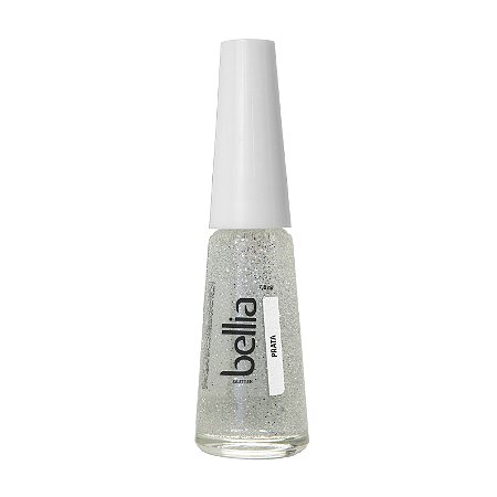 Esmalte Bellia Glitter Prata Atacado Pacote com 12 (doze)