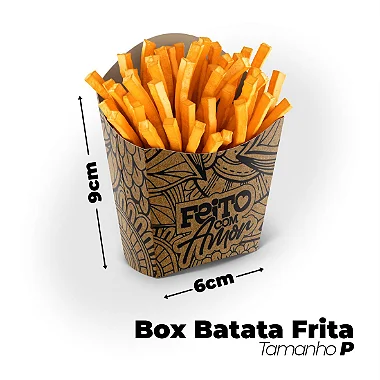 Caixa Batata Frita Feito com Amor P (9x6x4cm) - Pacote com 50 unidades