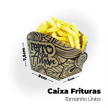Caixa Fritas Feito com Amor (8x6x7,5cm) - Pacote com 50 unidades