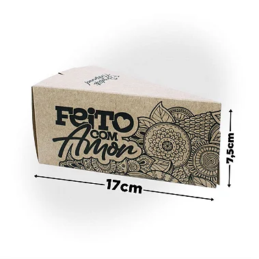 Caixa Multiuso Feito com Amor para Doces e Salgados (17x9,5x7,5cm) - Pacote com 50 unidades