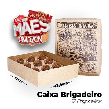 Caixa para 12 Brigadeiros Frases de Mãe - Edição Limitada (17x13,5x4cm) - Pacote com 50 unidades