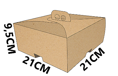 Caixa Kraft para Bolo (21x21x9.5cm) - Pacote com 50 unidades