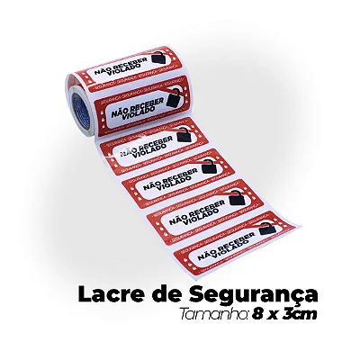 Lacre de Segurança Anti Violação para Delivery (8x3cm) - Rolo com 100 etiquetas
