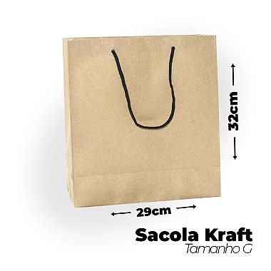 Sacola Kraft G com Alça Nylon (29x32x24cm) - Pacote com 50 unidades